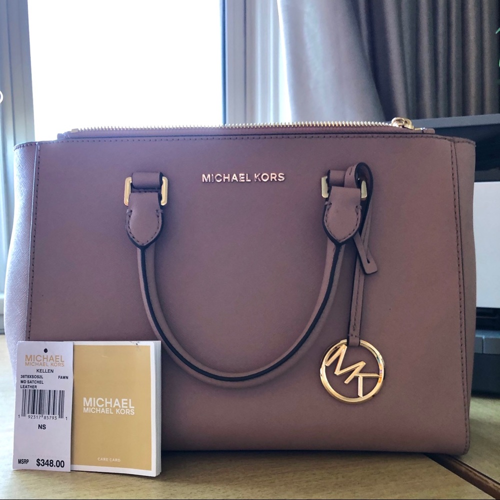 Michael Kors Kellen Fawn Leather Satchel